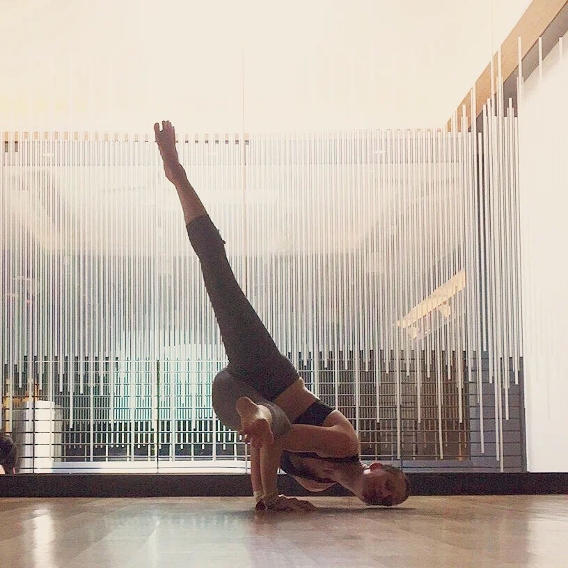 A little practice after teaching at Equinox Huntington Beach on 8/12/16. Four months post double mastectomy with reconstruction and two months post exchange surgery.