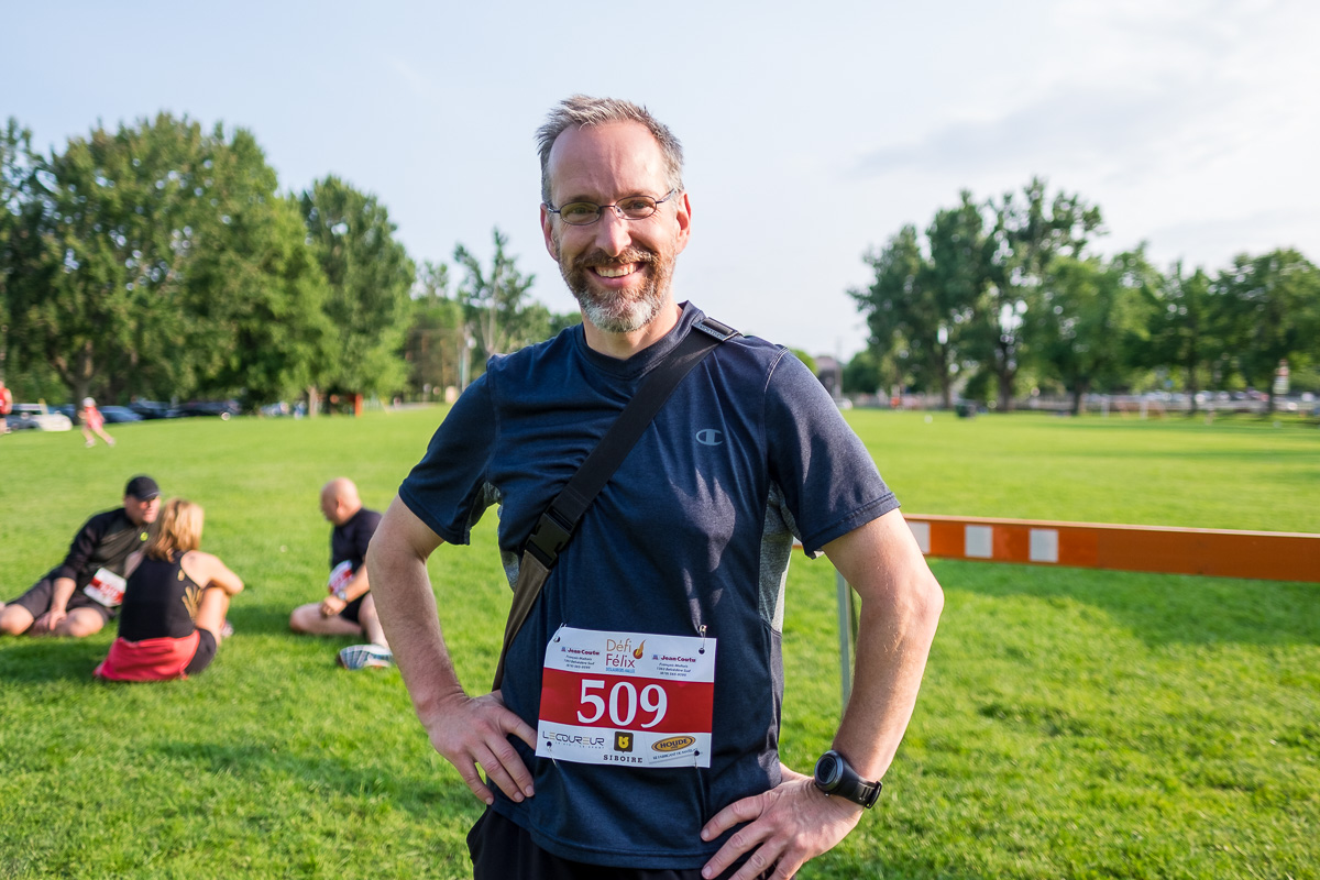 Juste avant la course de 5 km avec Sarah