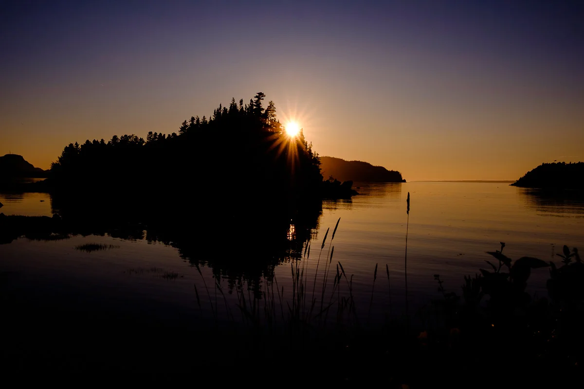 Coucher de soleil sur le parc national du Bic