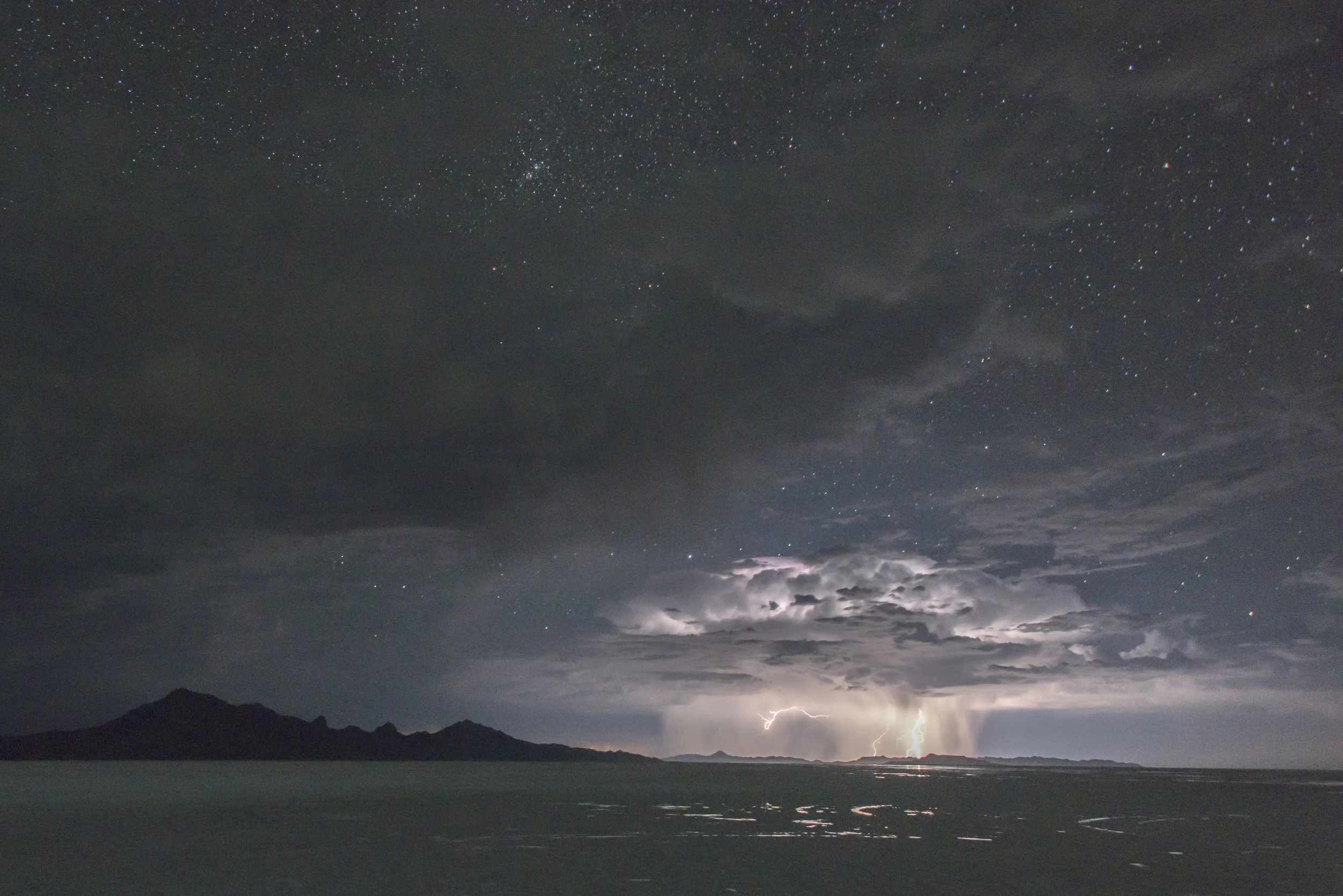Lightning Storm and Stars Over Salt Flats (2015)