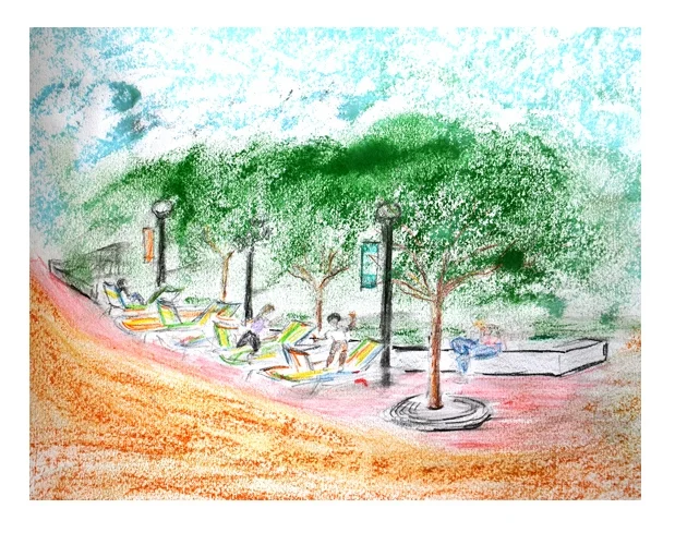 Tim Garling, "Kids at Play" (watercolor and pastel on paper)
