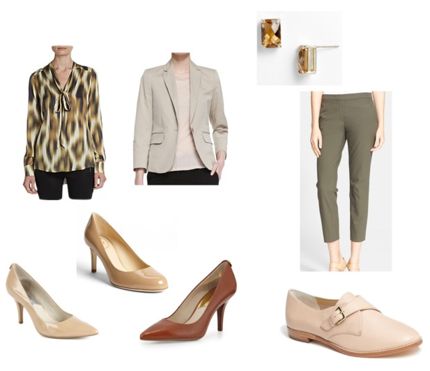 Look 195: Tan Theory Twill Blazer, Business Professional