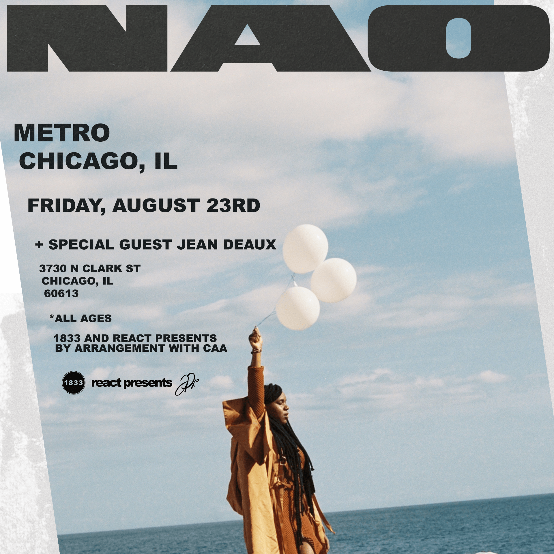 Nao Headlines Metro, Joined by Chicago's Own Jean Deaux on August, 23rd 2019