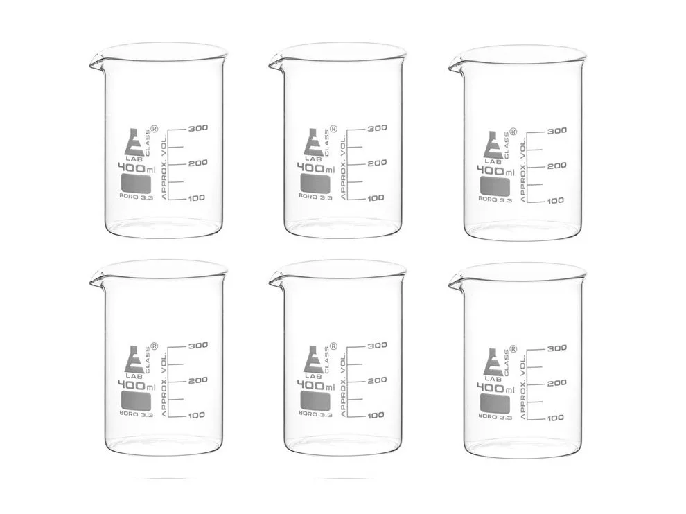 Beakers Low Form Borosilicate Glass 400mm (Pack of 6) — Scorpio Technology