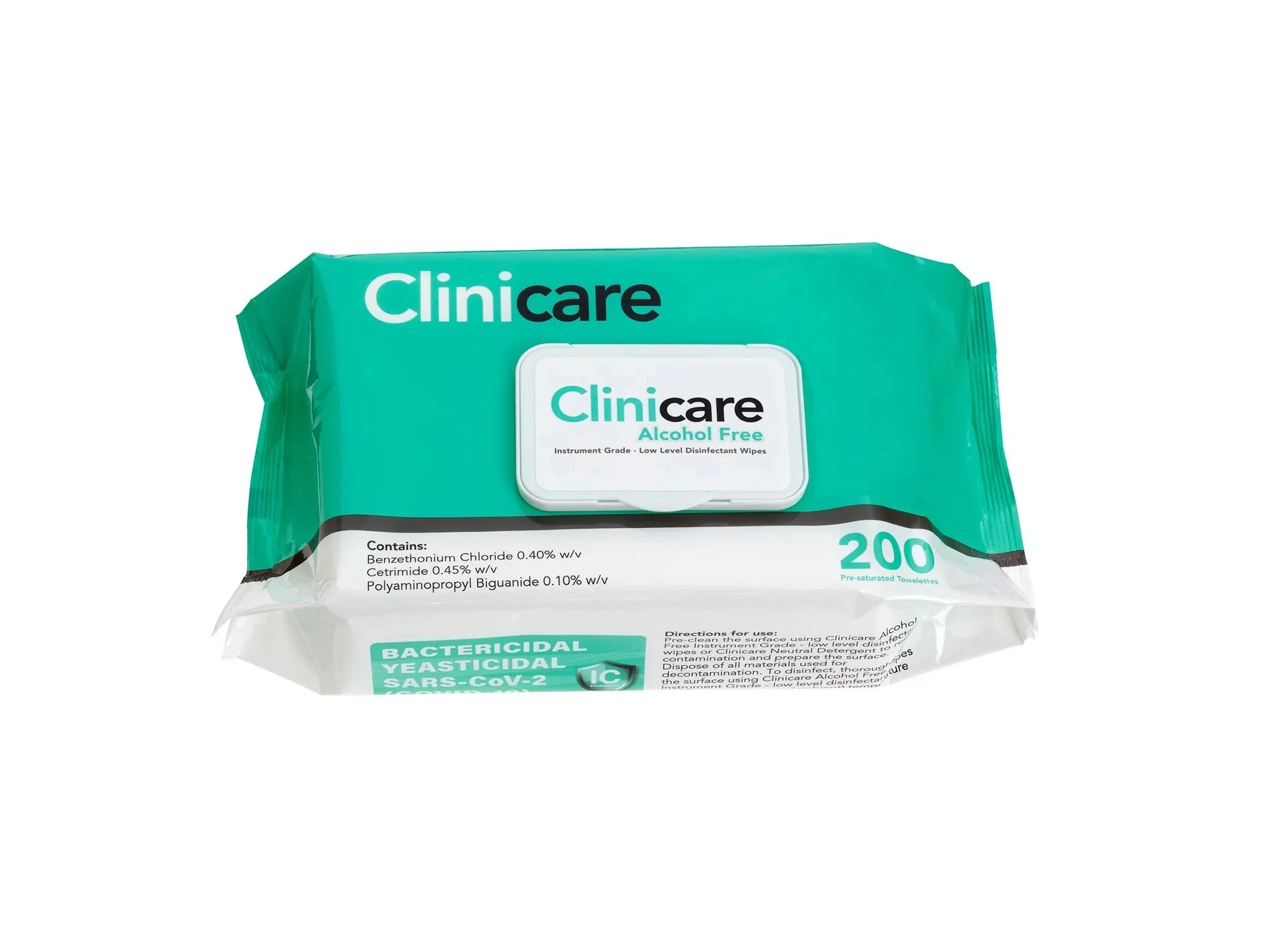 Clinicare Alcohol Free Disinfectant Wipes - Flat Pack (200 Wipes)