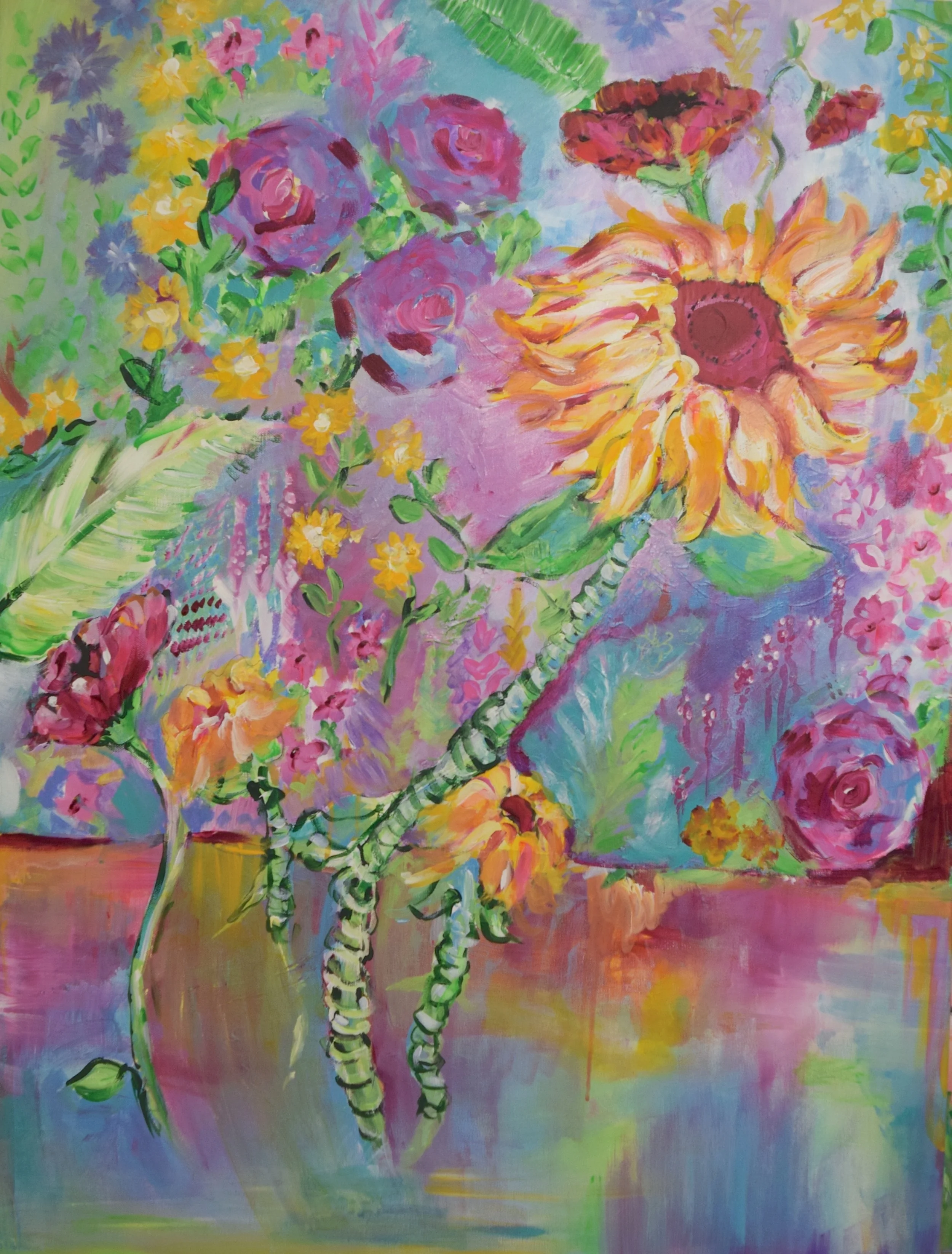 Floral Dream, Acrylic on Canvas, 30 x 40", Mar 2017, (SOLD)