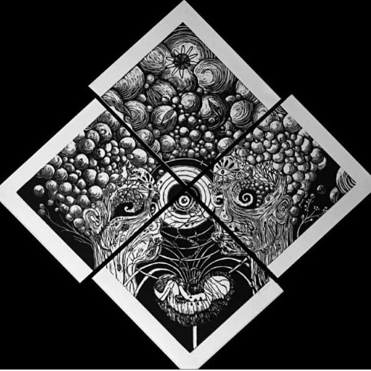 LOVE is a fractal feeling that evolved into connection, like a child who grow inside of a tangerine after the kiss of two crazy strangers.
Engraved drawing
#love #artist #colombiana #togetherathome #grabado #exploration #tangerine #child #madnessart 