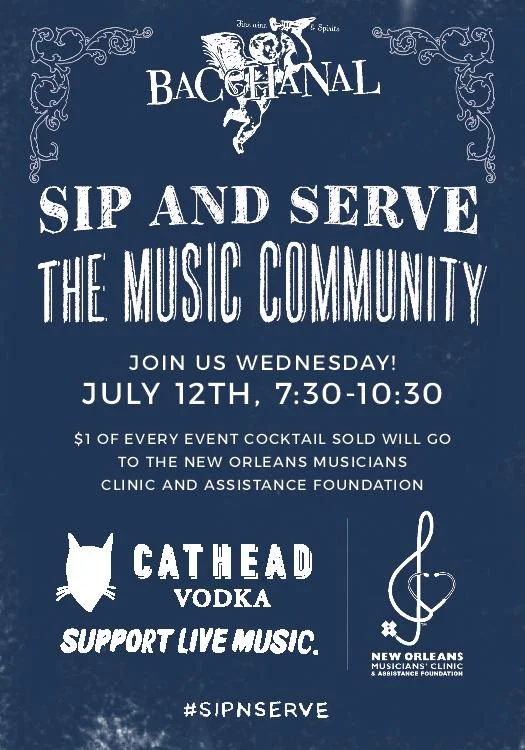 The Cathead / NOMAF Partnership works to p rovide comprehensive medical care, p romote community wellness through programming and education and a ide in social services. Join us for specialty cocktails, naughty nurses, and a music set by Jesse Morrow ! 