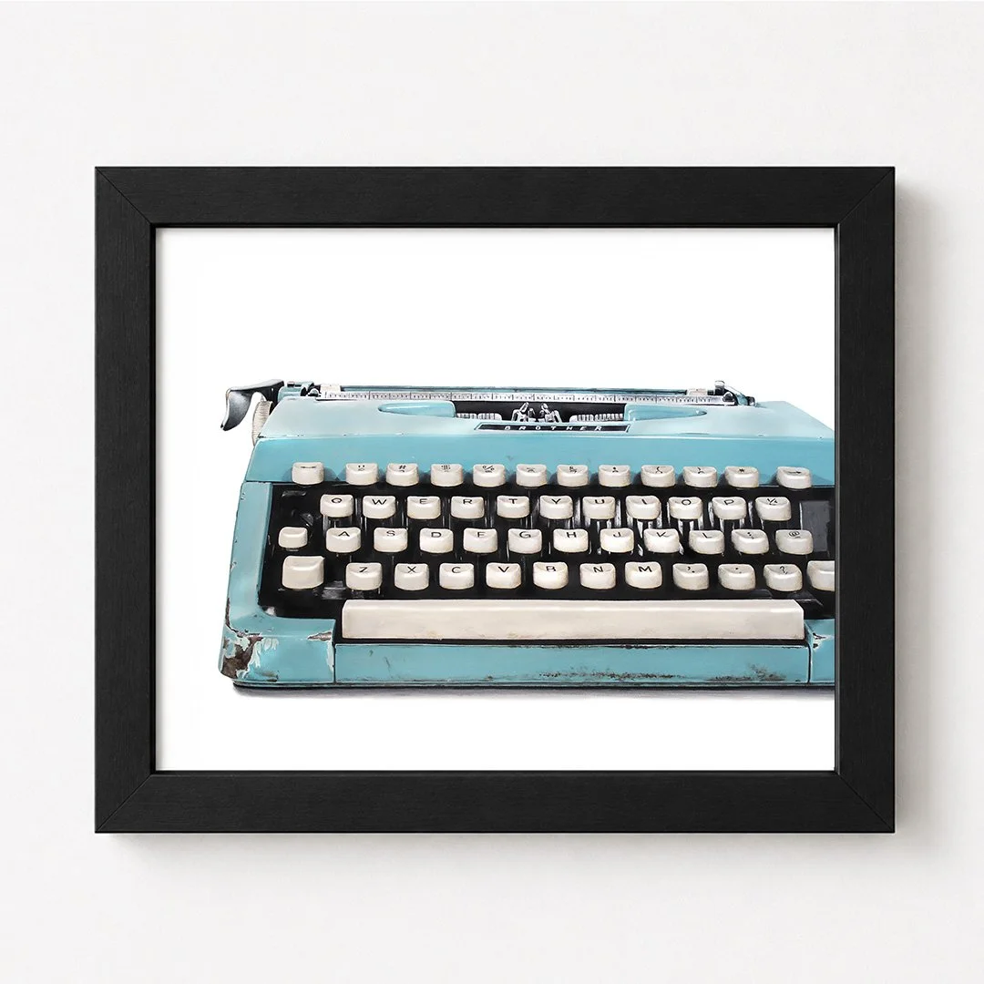 Blue Typewriter Framed.jpg