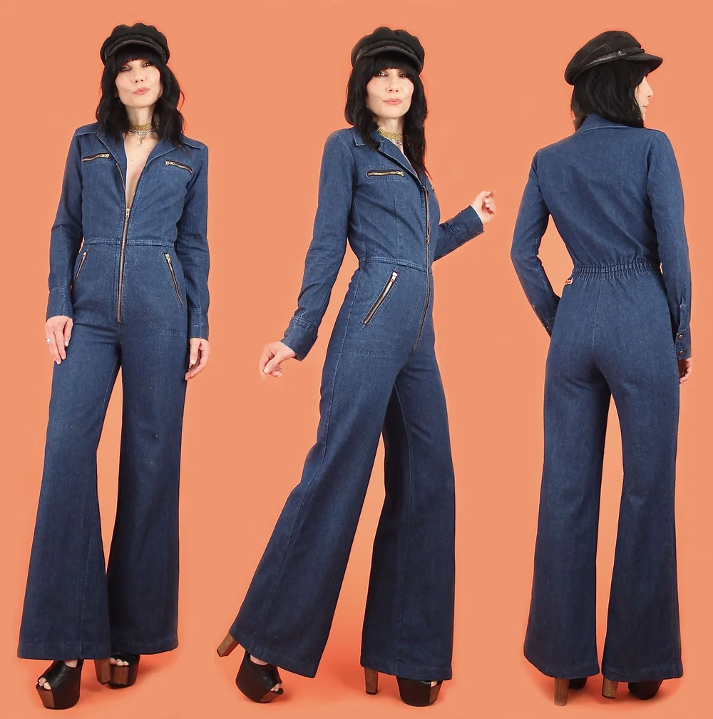 ViNtAgE 1960s Mod Op Art Geo Bell Bottom Jumpsuit — Hellhound Vintage