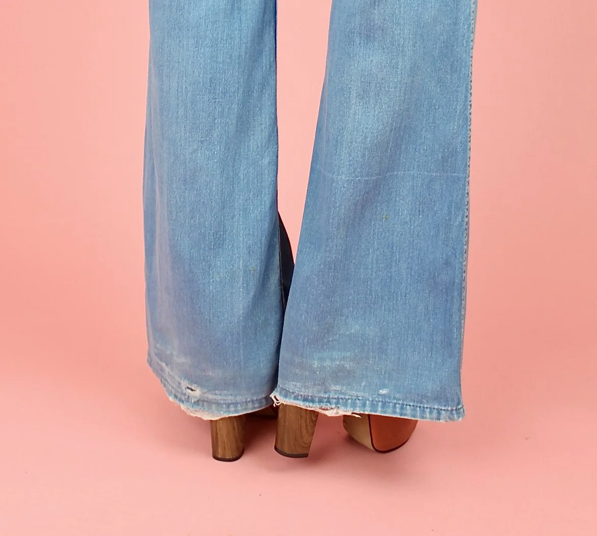 ViNtAgE 1970s HANG TEN Bib Overalls // Denim Bell Bottom