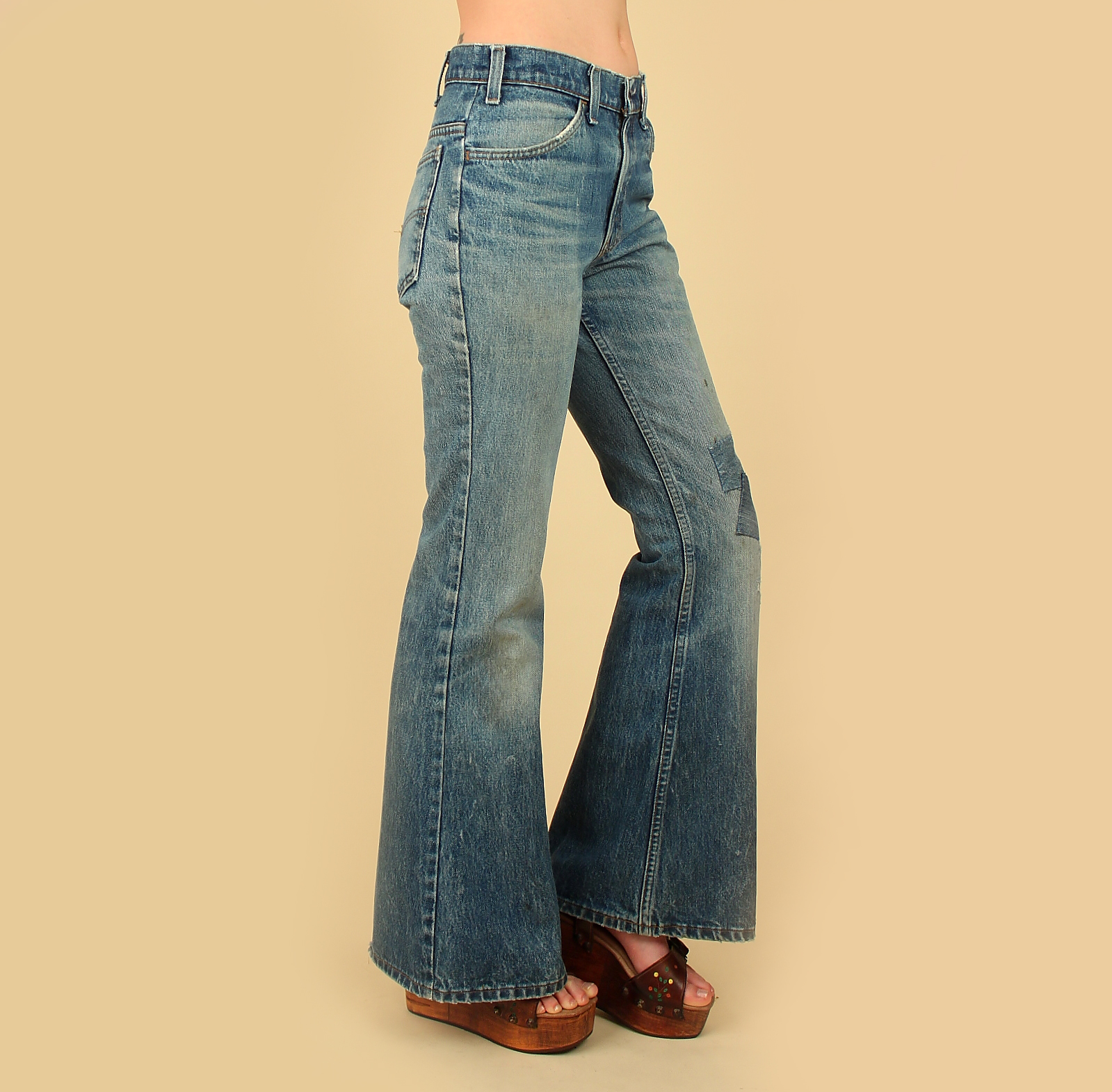 70's LEVI'S Bell Bottoms Vintage Jeans Patchwork Hippie Big Bells ...