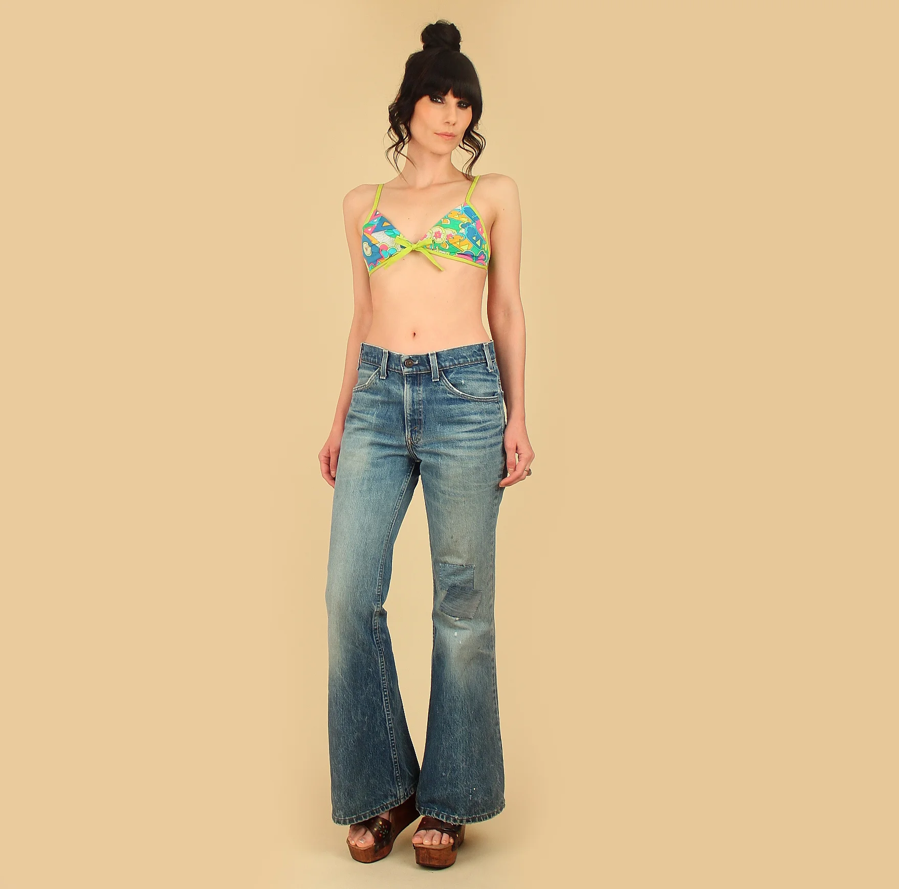vintage levis jeans levi's 684 Big Bells Bell Bottom bottoms faded hellhound vintage hellhoundvintage 1970s 70 1960s 60s fashion style woodstock era hippie LVC san francisco platform shoes