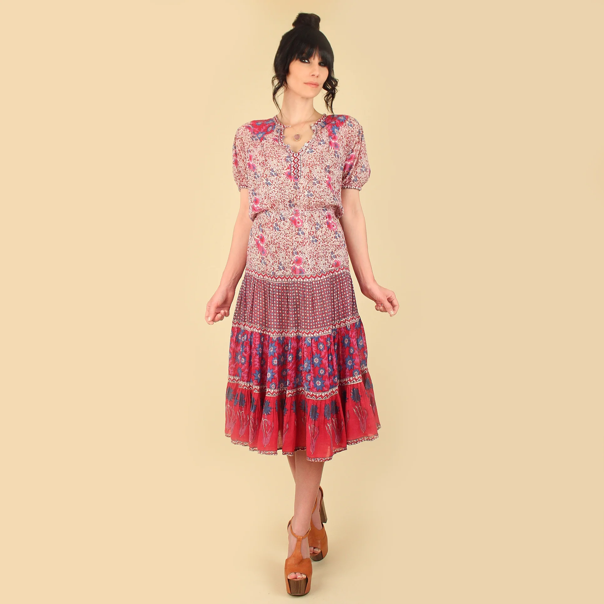 vintage 70s indian gauze cotton dresses india dress bohemian maxi 1970s hippie hippy boho fashion womens clothing clothes hellhoundvintage hellhound vintage true authentic best stores online