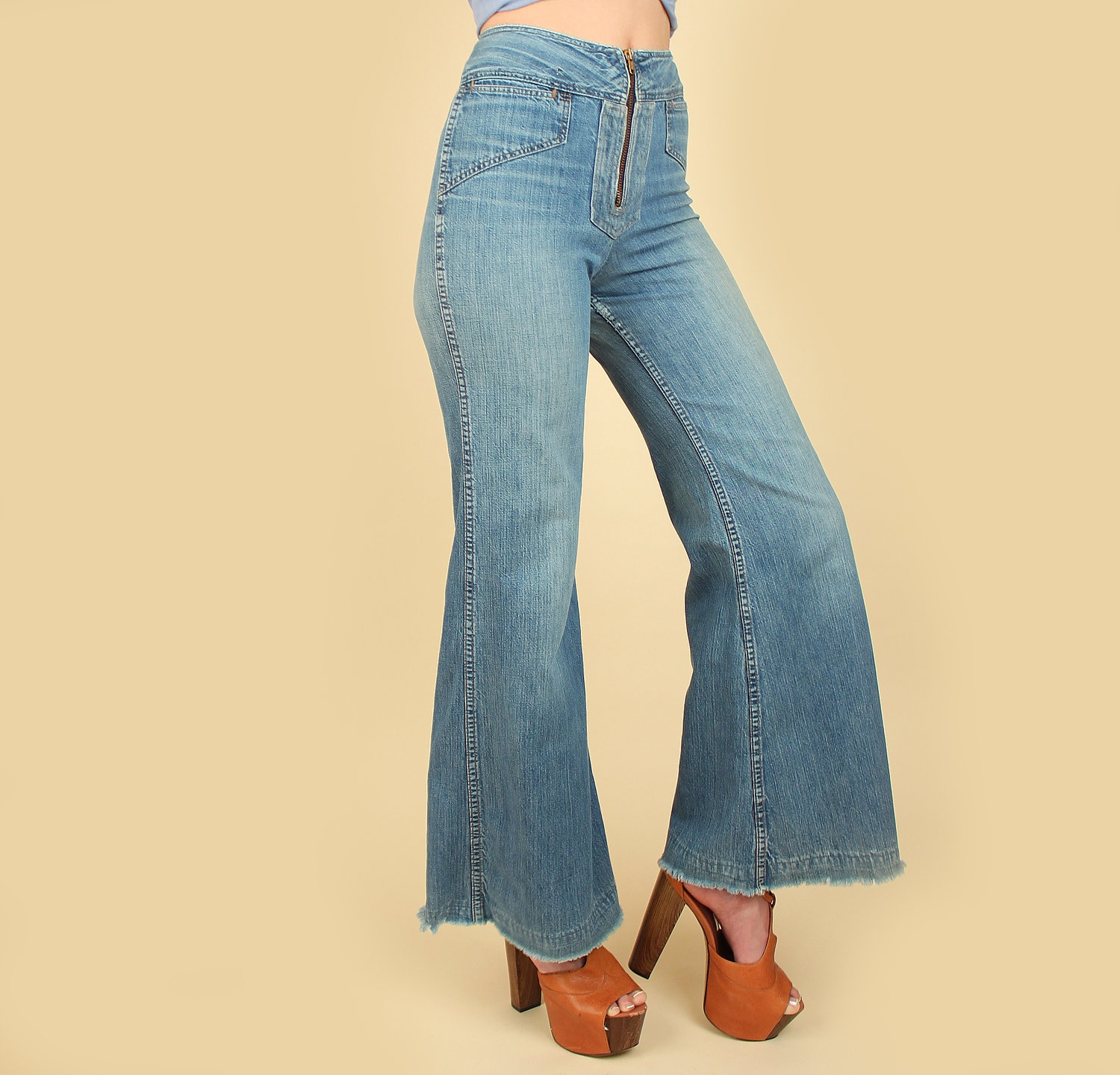 Vintage 70's WRANGLER Jeans // High Waisted // Faded Distressed Denim —  Hellhound Vintage