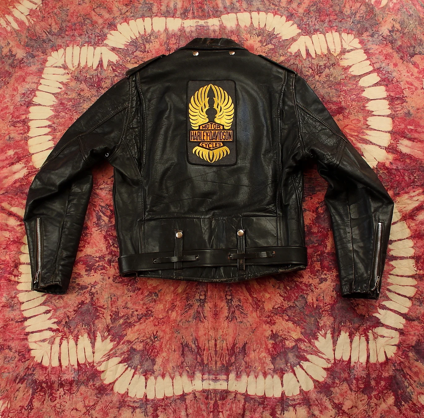 70s black leather jacket