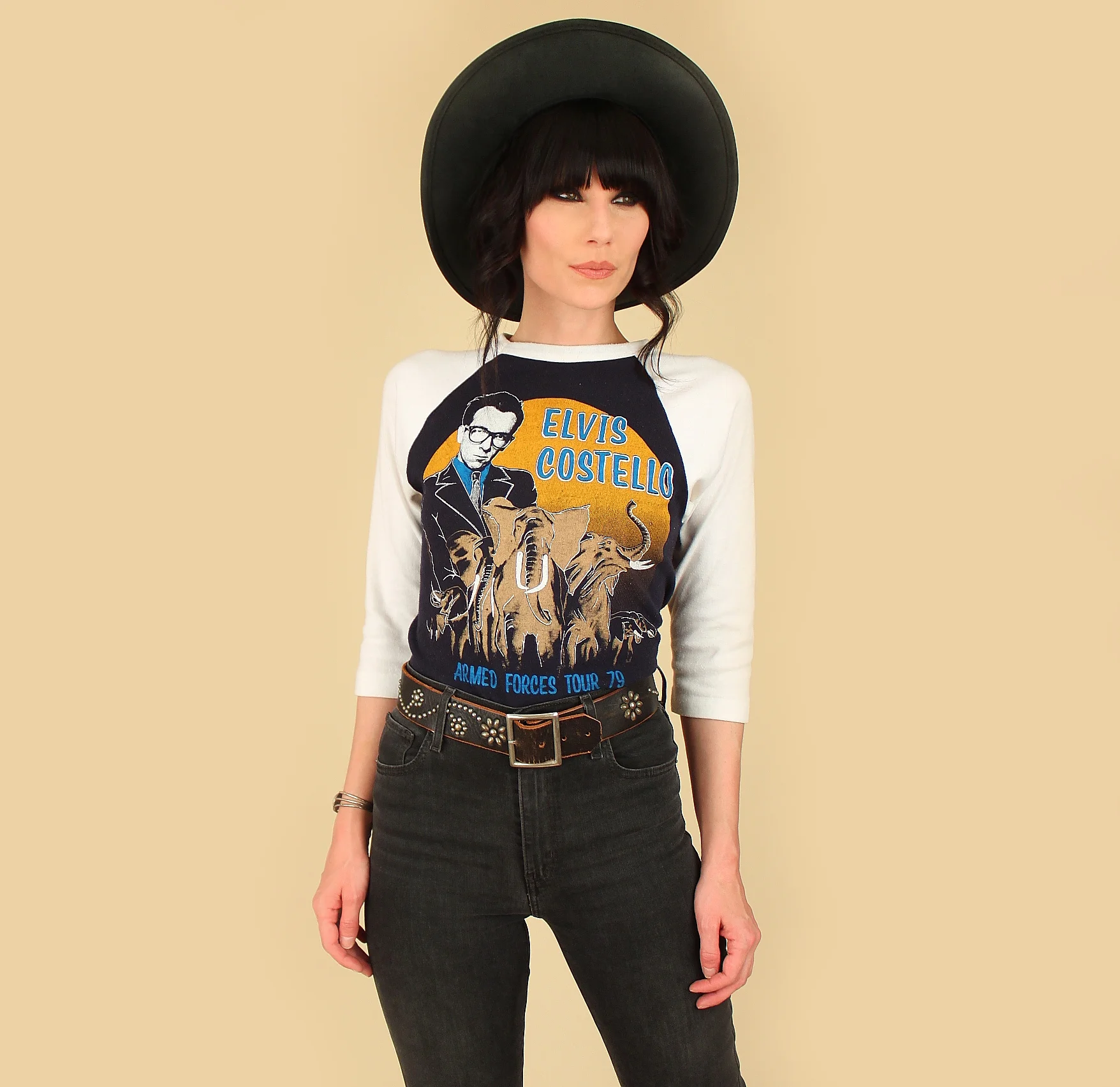 vintage elvis costello raglan shirt 1979 armed forces tour 70's