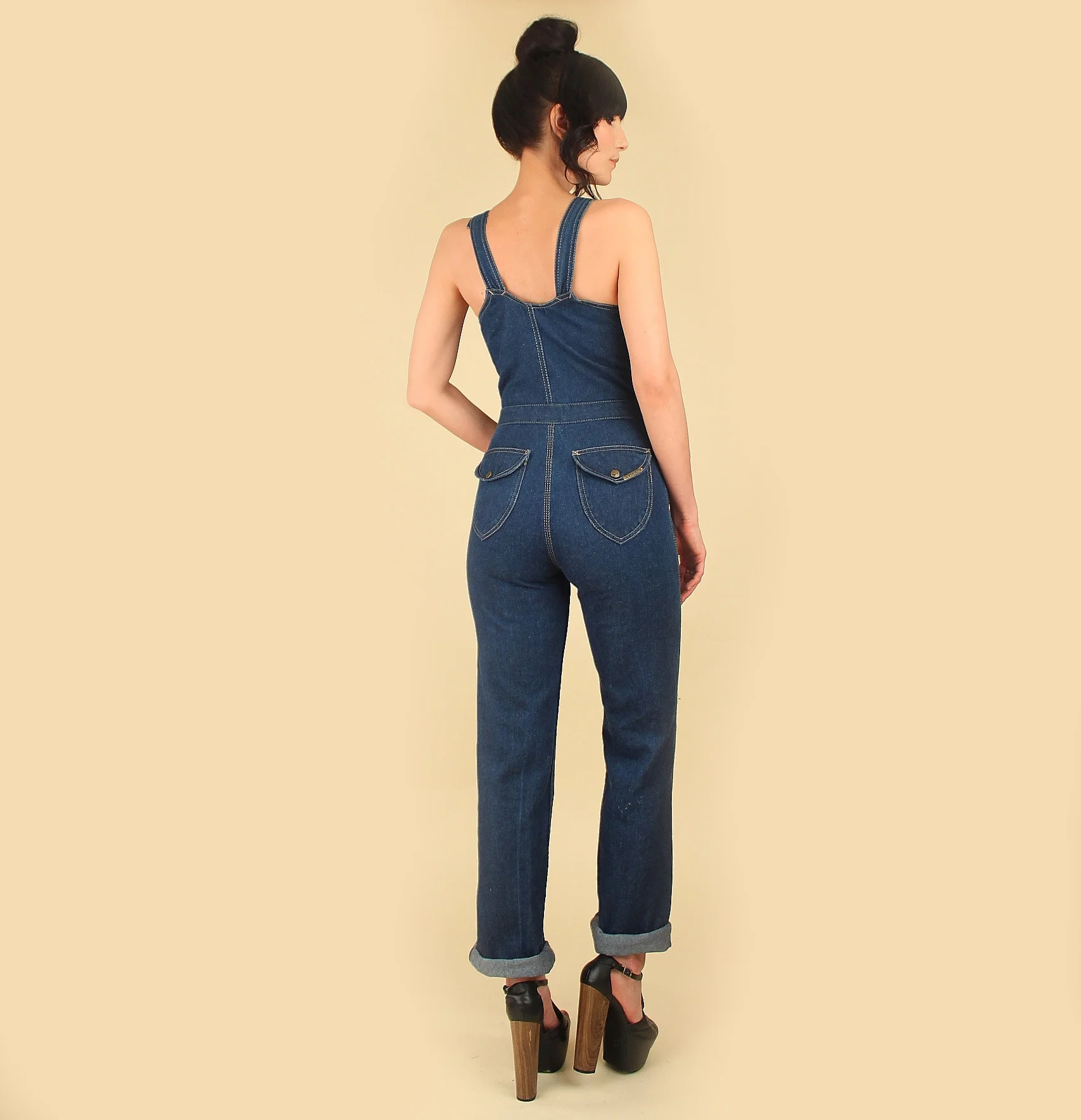 【COLOR iN ID】Step vintage denim jeans Vintage Nest Ce Pas? High Waisted Denim Jumpsuit // Super