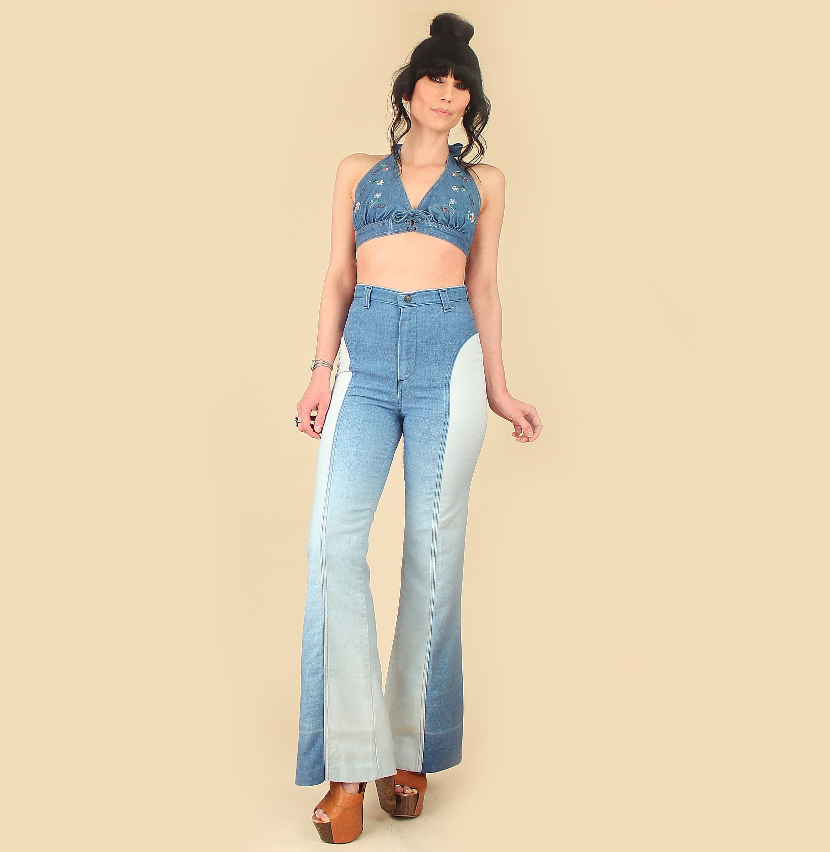 Rare DITTOS Vintage 70's Saddle Back Jeans // High Waisted // 2 Toned ...