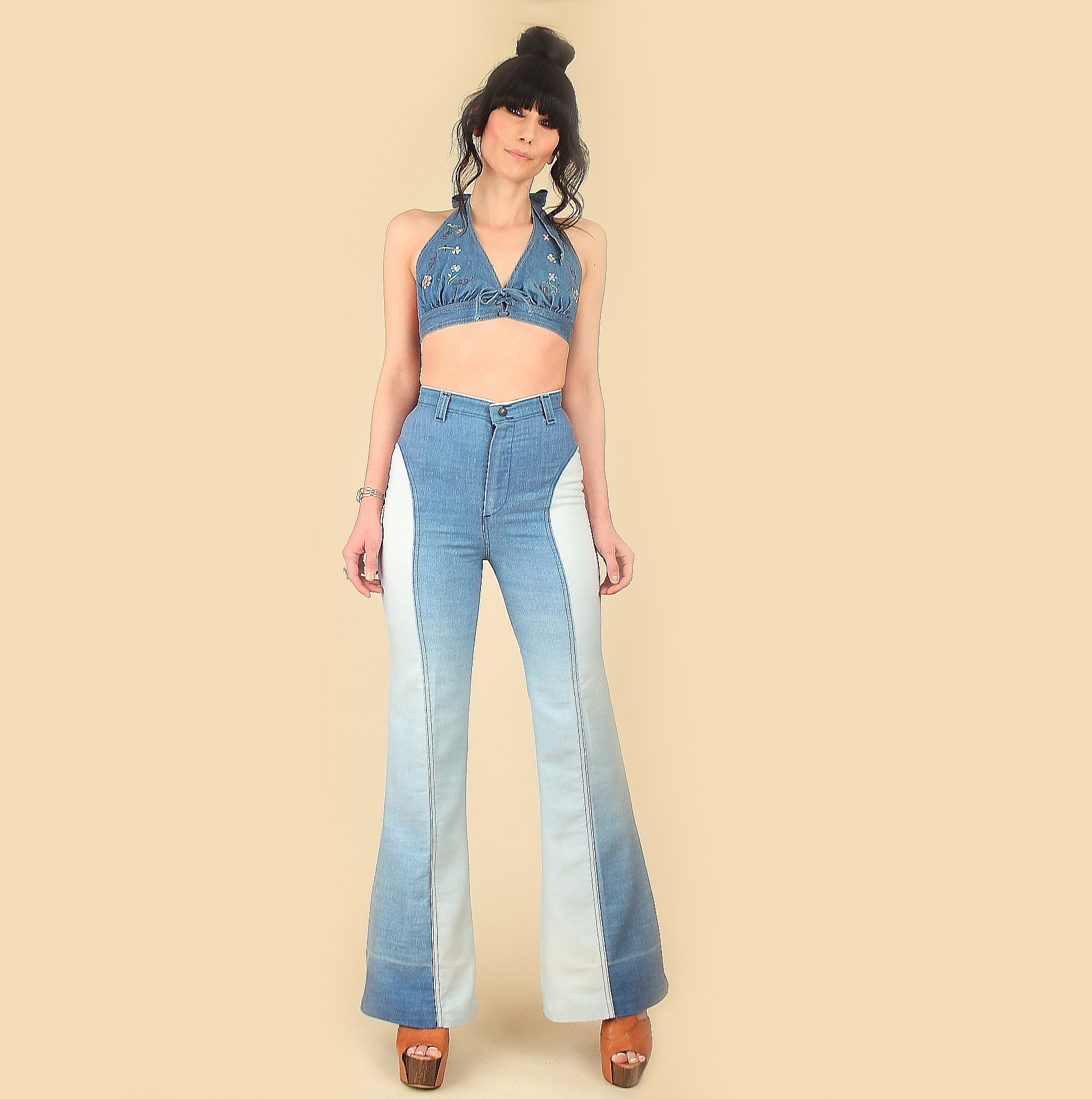 Rare DITTOS Vintage 70's Saddle Back Jeans // High Waisted // 2 Toned ...