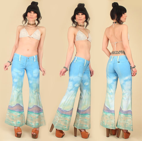 Vintage 70s Desert Mystic Bell Bottoms // UNREAL Airbrushed Vintage Jeans  by Wrangler — Hellhound Vintage