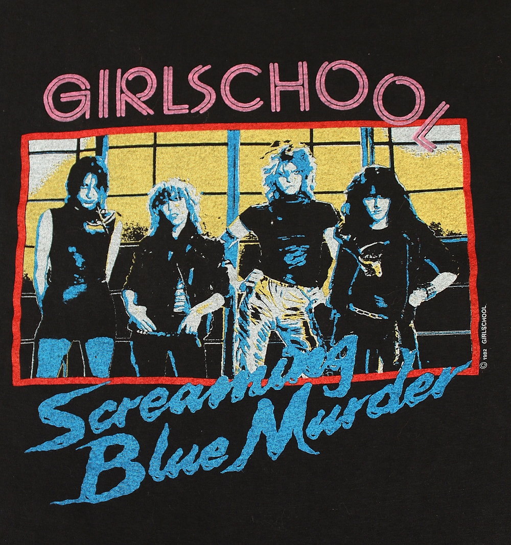 ViNtAgE 80's GIRLSCHOOL T Shirt // DEADSTOCK // '82 Screaming Blue Murder  Tour — Hellhound Vintage