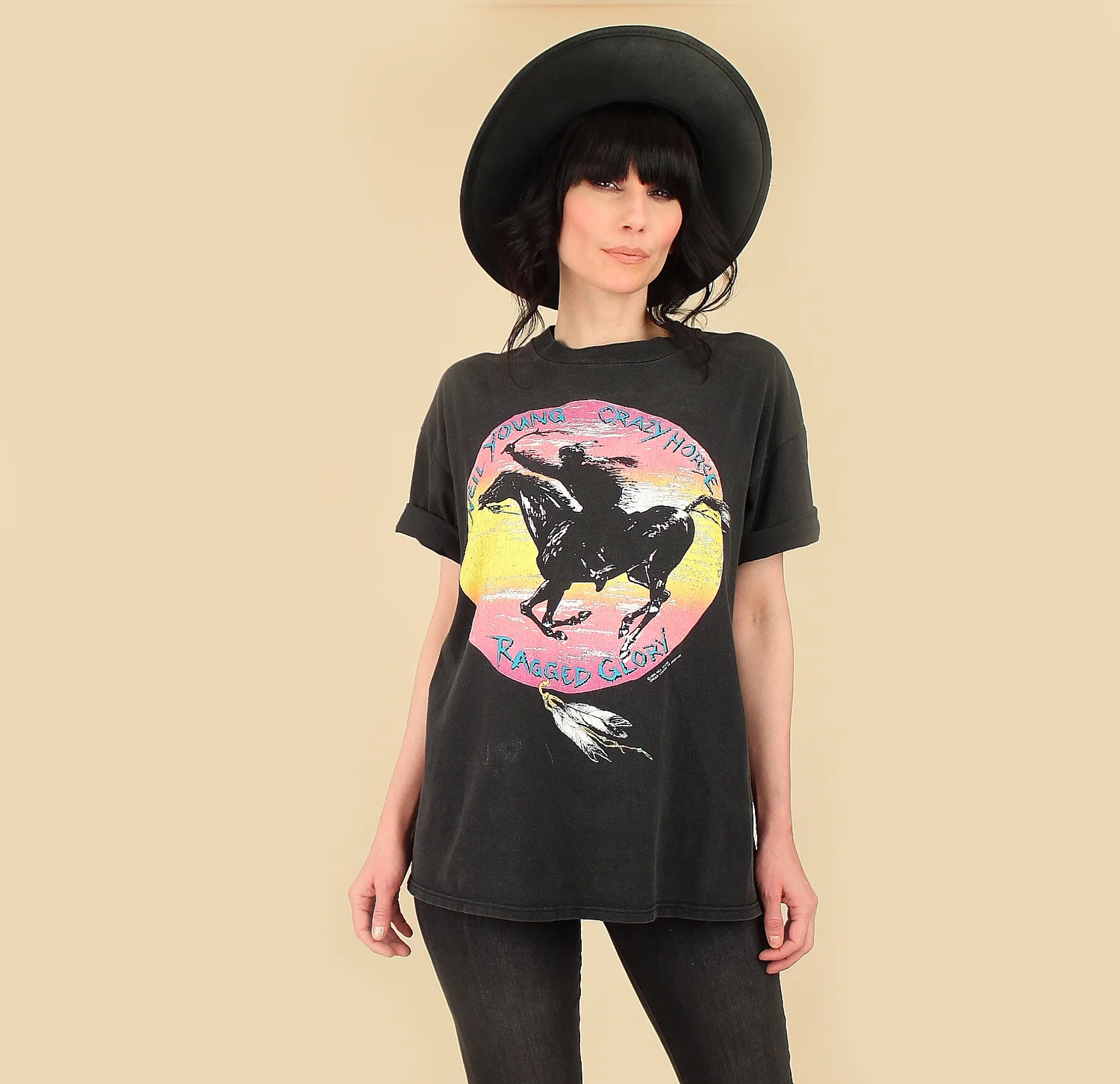 Vintage 90s Neil Young Crazy Horse T Shirt // 1991 Ragged Glory 