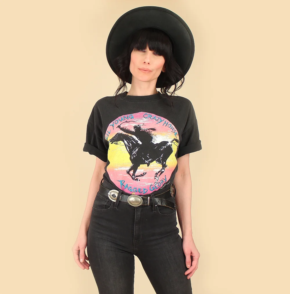 Vintage 90s Neil Young Crazy Horse T Shirt // 1991 Ragged Glory 