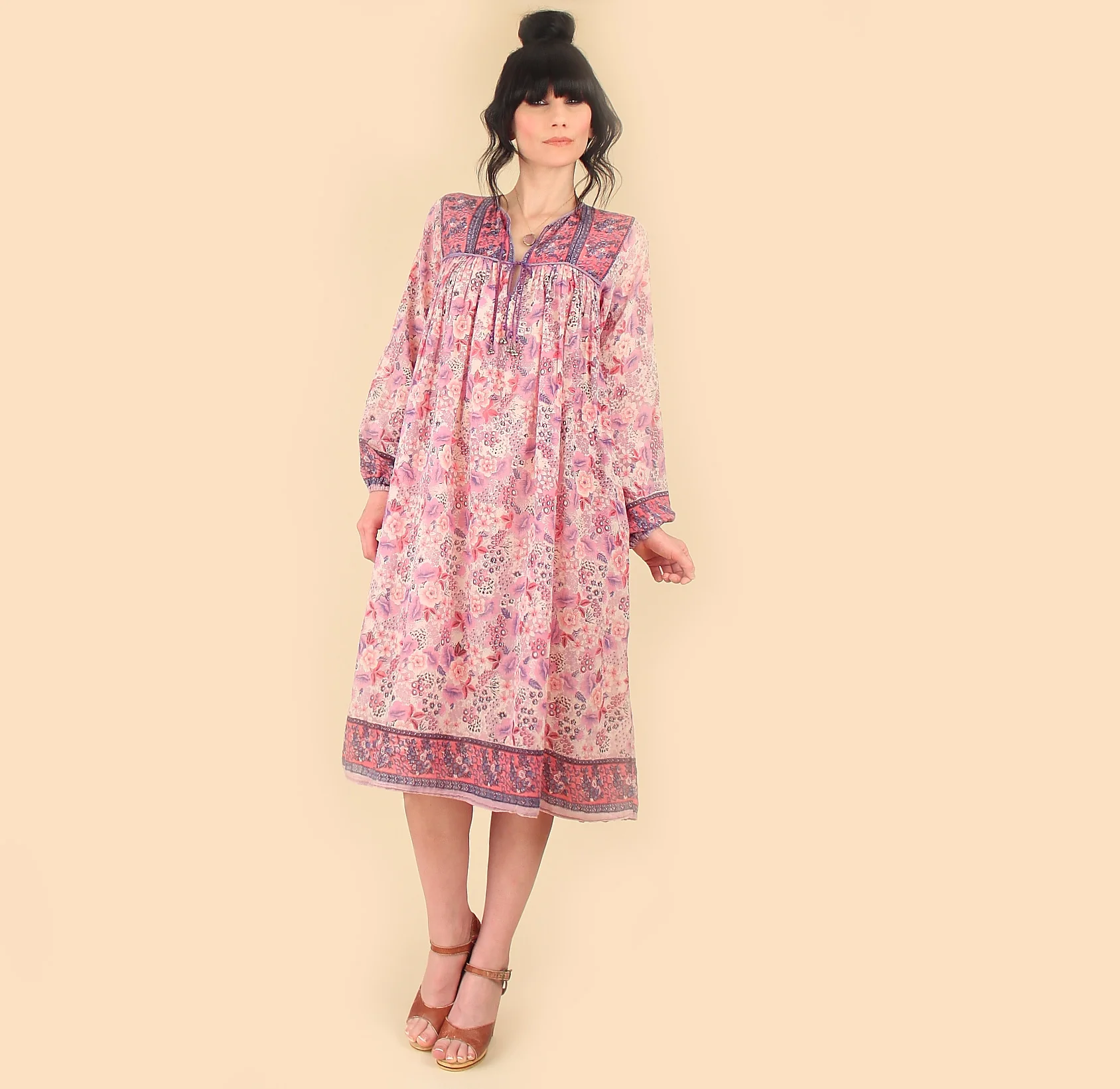 Vintage Bohemian Cotton Dresses 1970s Indian Gauze Cotton Authentic True Real Vintage Woodstock Fashion Style 60s 1960s 70s Made in India Hellhound Vintage Hellhoundvintage
