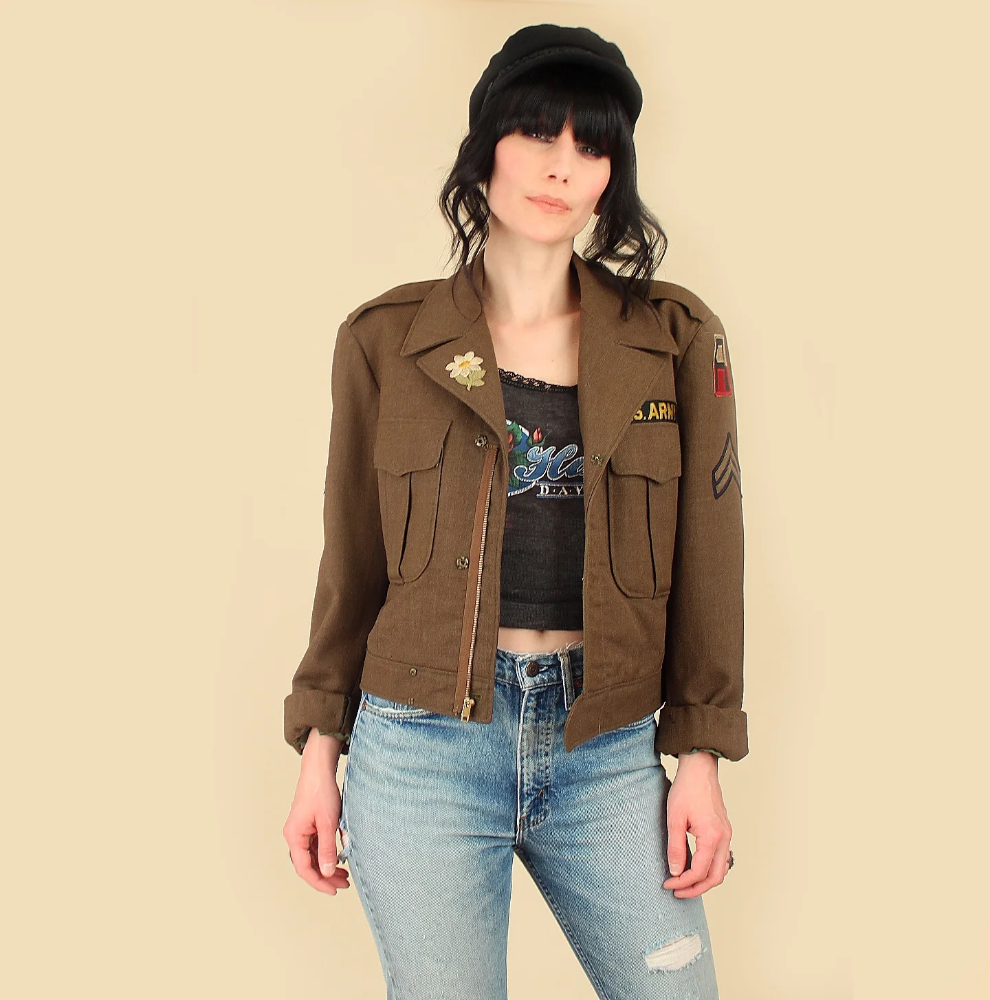 Found Patched World War II Military Jacket // Vintage WW2 + Hippie