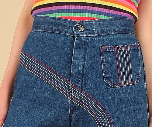 70s Rainbow Bell Bottom Jeans 26x29 / Vintage 1970s Rainbow
