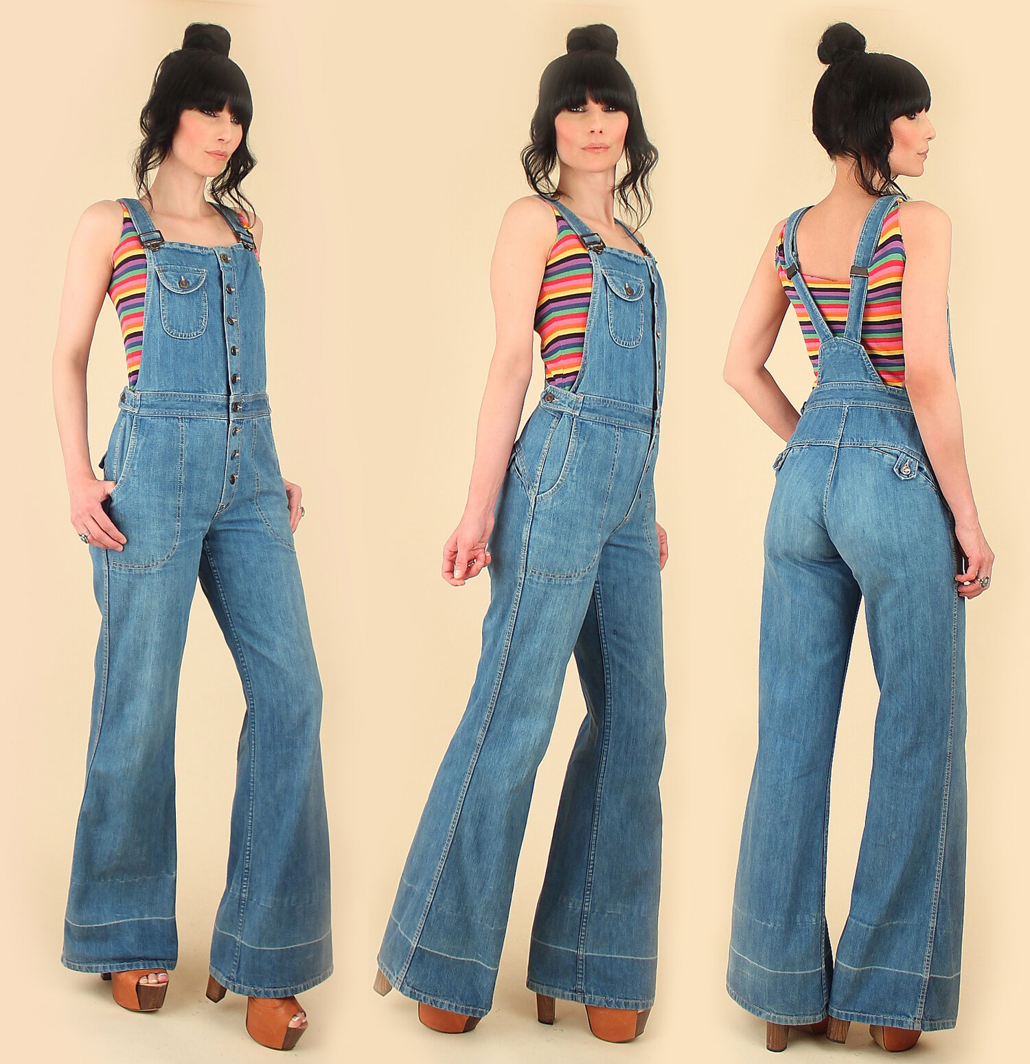 overall bell bottom jeans