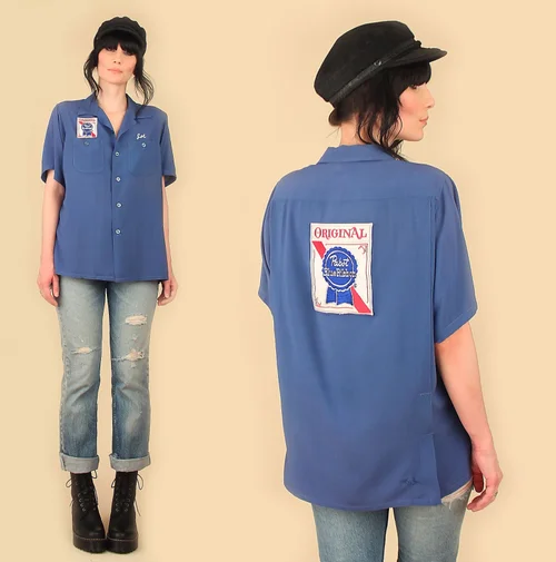 1950s Pabst Blue Ribbon Gabardine Work Shirt — Hellhound Vintage