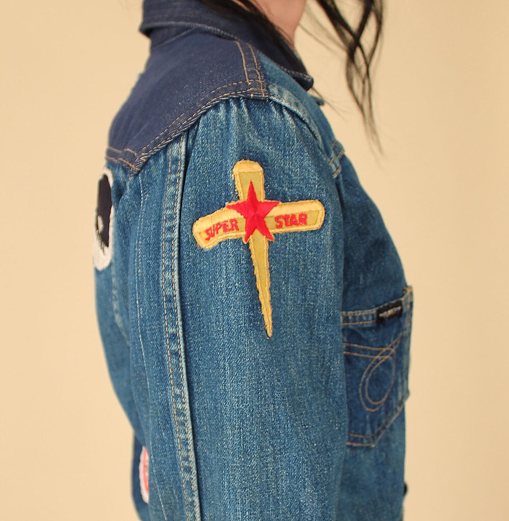 BrooklynsTrunk Vintage 80's Badge Patched Up Denim Jacket