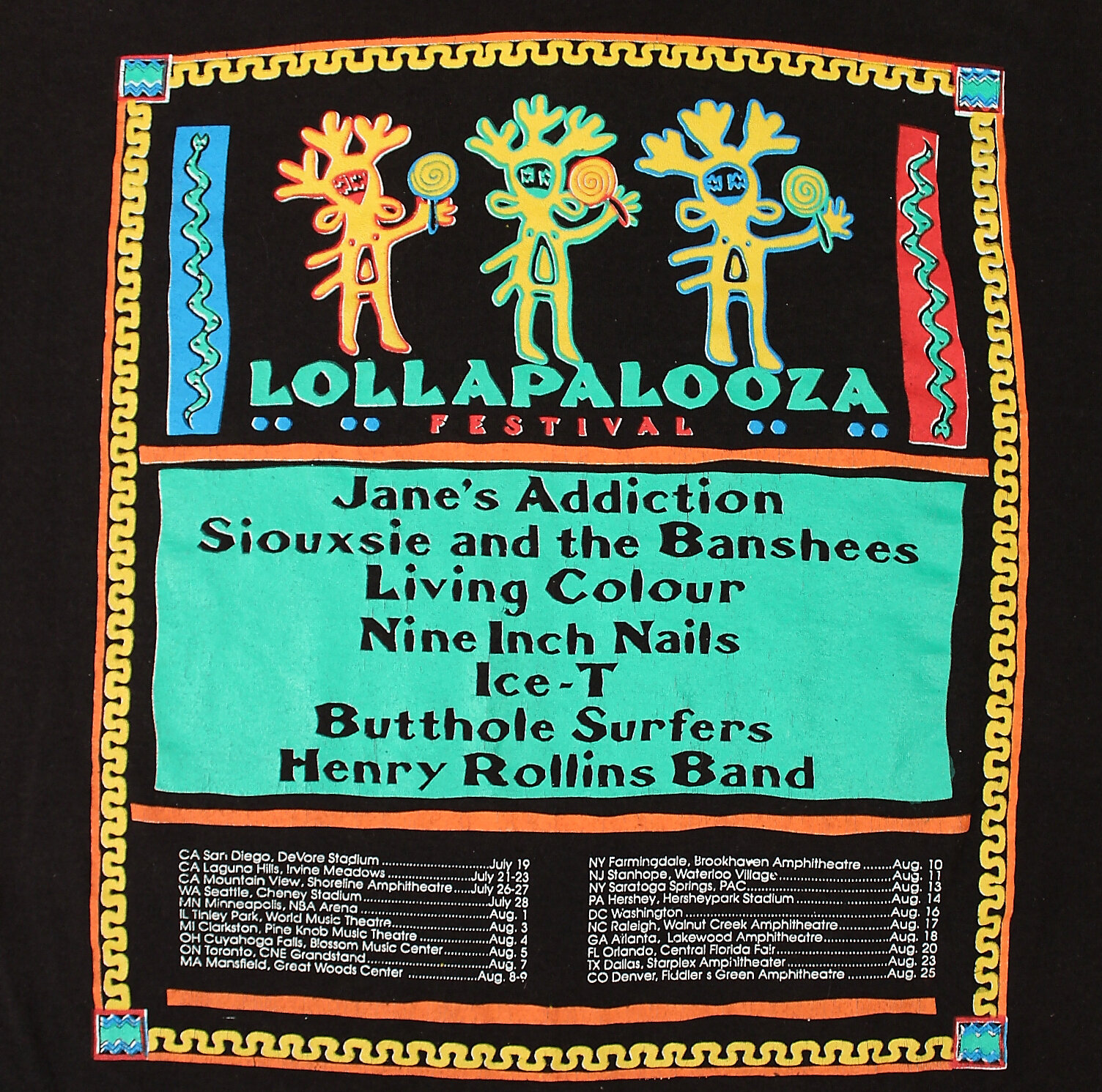 Jane's Addiction 1st Lollapalooza Vintage T Shirt // 1991