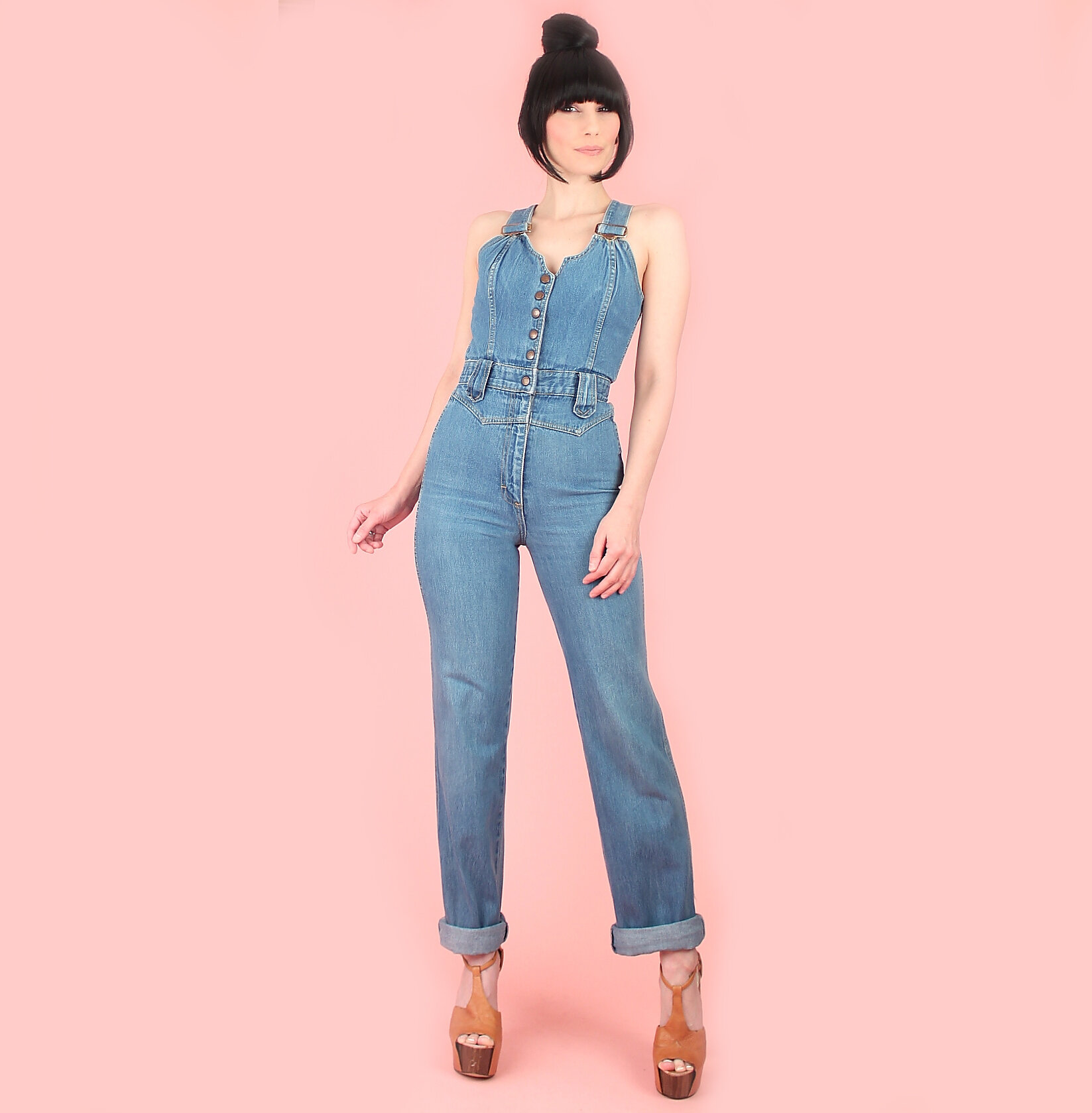 Vintage Early 80's Sweetheart Denim Jumpsuit by Shades of Blue ...