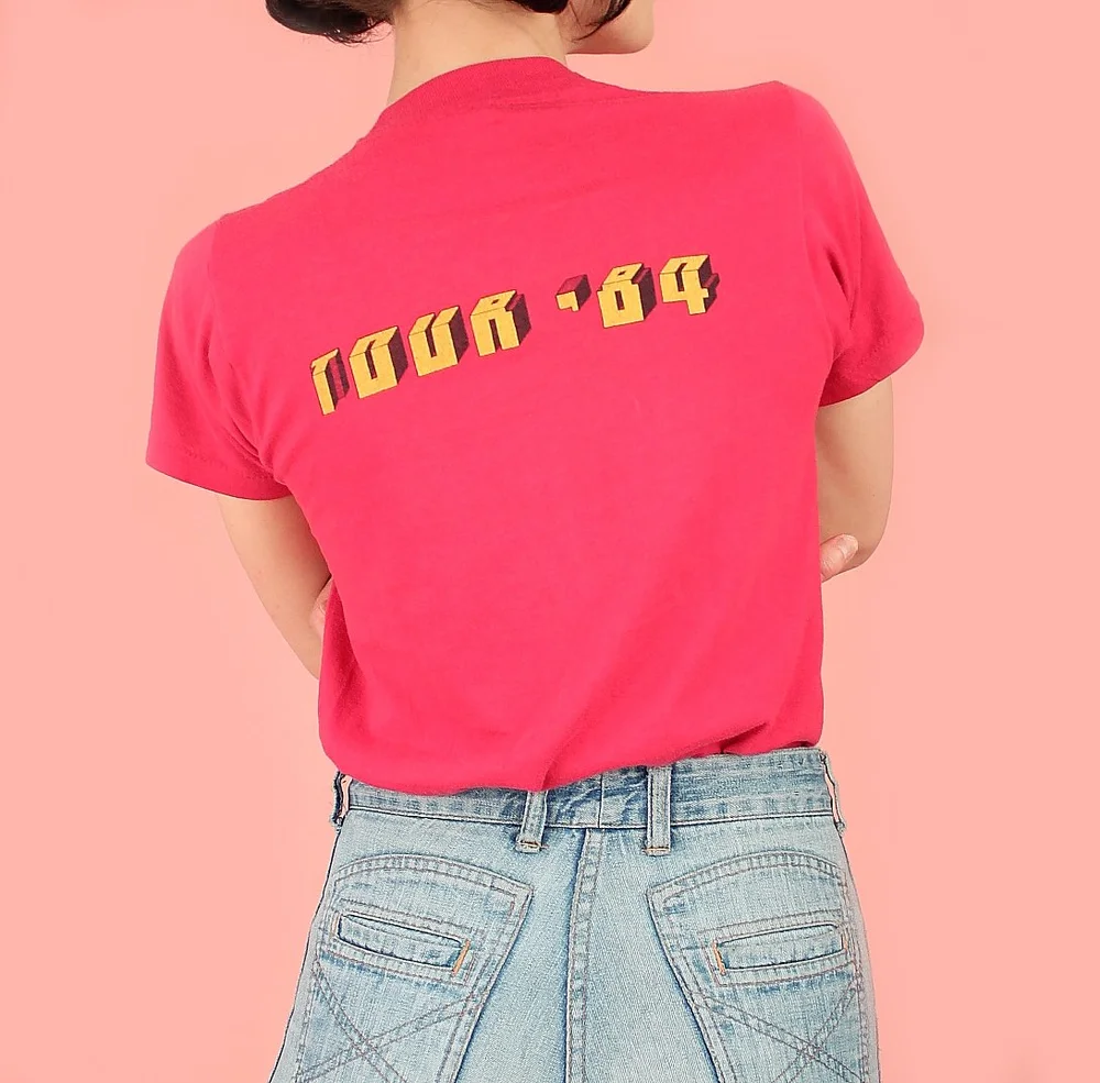 Vintage 1984 Frank Zappa Them or Us Hot Pink Tour T-Shirt 