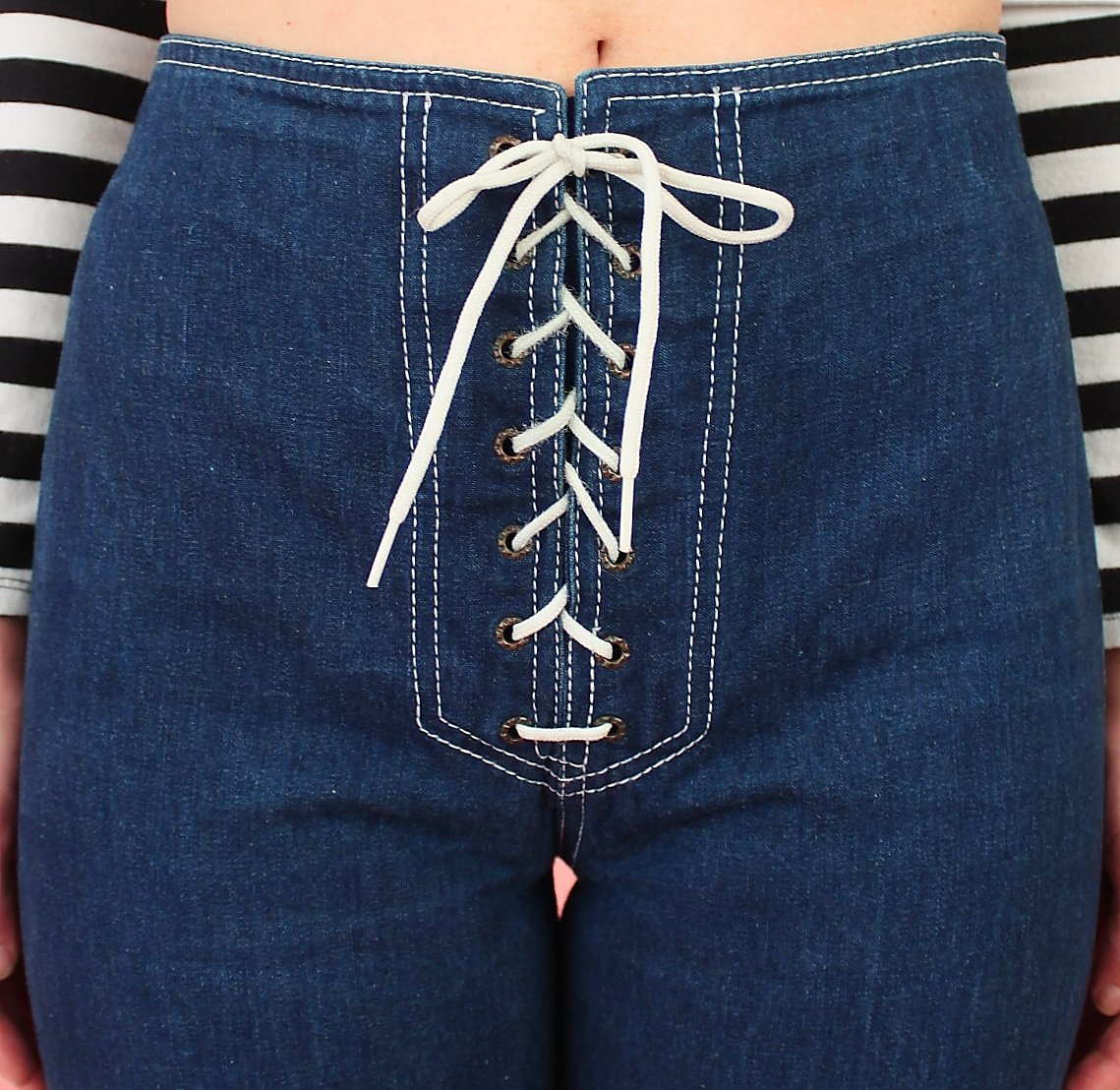 RARE Vintage 70s RAINBOW Striped Bell Bottoms Jeans // Serape Patchwork  Detail! — Hellhound Vintage