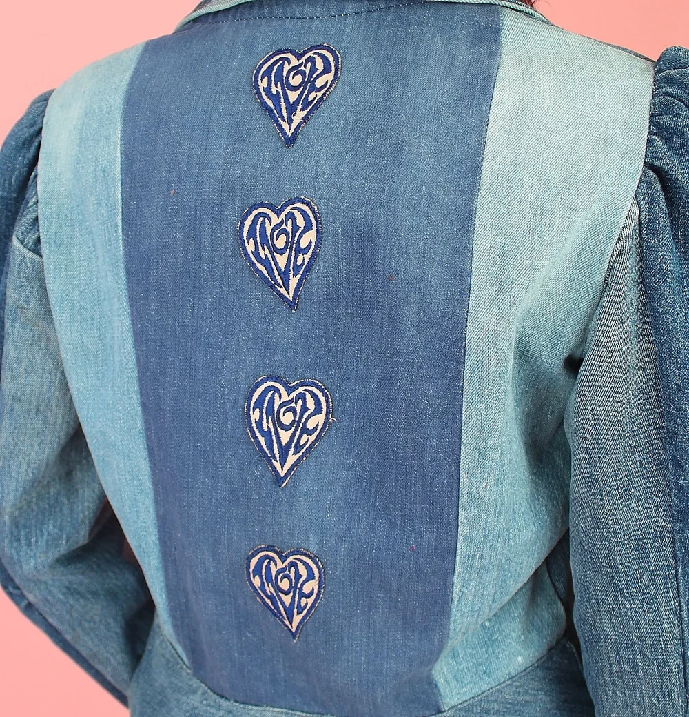 Vintage 1968 Peace & Love Recycled Denim Jean Jacket // Artisan 