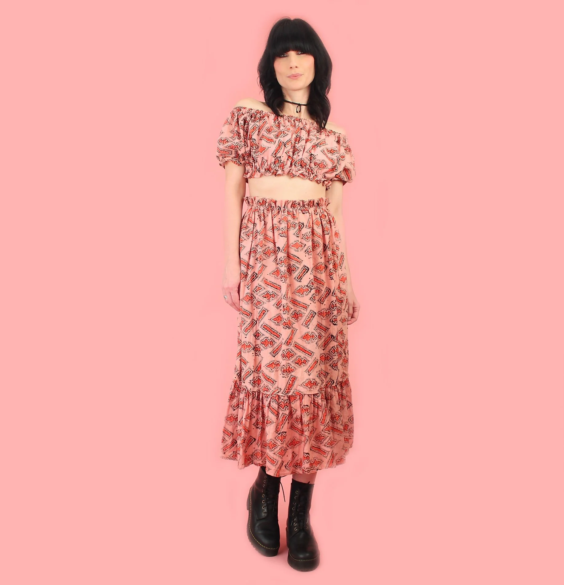 Gothic inspired red blouse| Vintage 90s Seventh Avenue Embellished  Top Made in India main image 1
