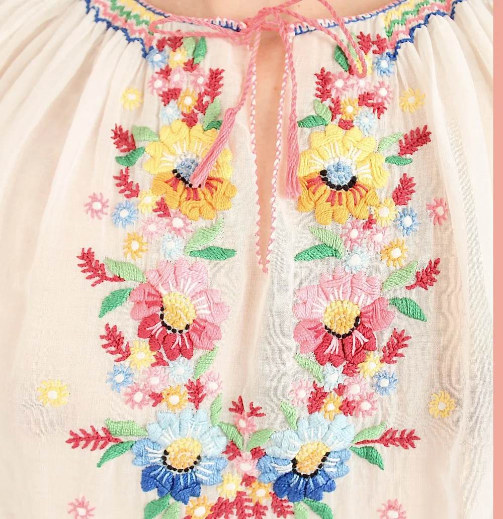 Antique Embroidered Hungarian Peasant Blouse  Hellhound Vintage