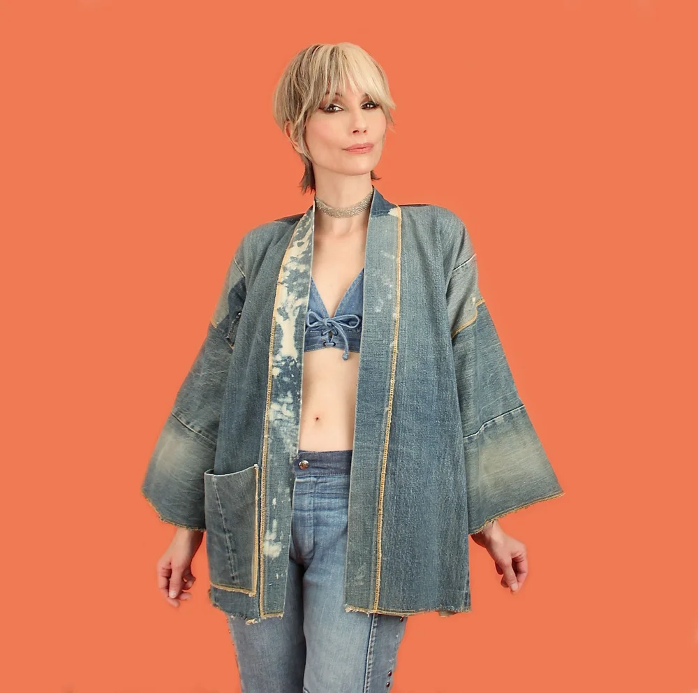 Vintage 60s 70s Selvedge Denim Wrap Jacket // Rare OOAK 