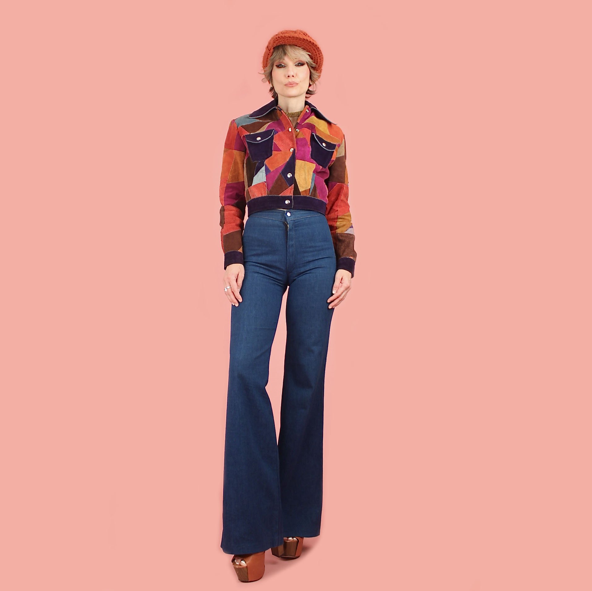 Rare ViNtAgE 1960's/70’s Cropped Suede Color Block Jacket // Patchwork ...