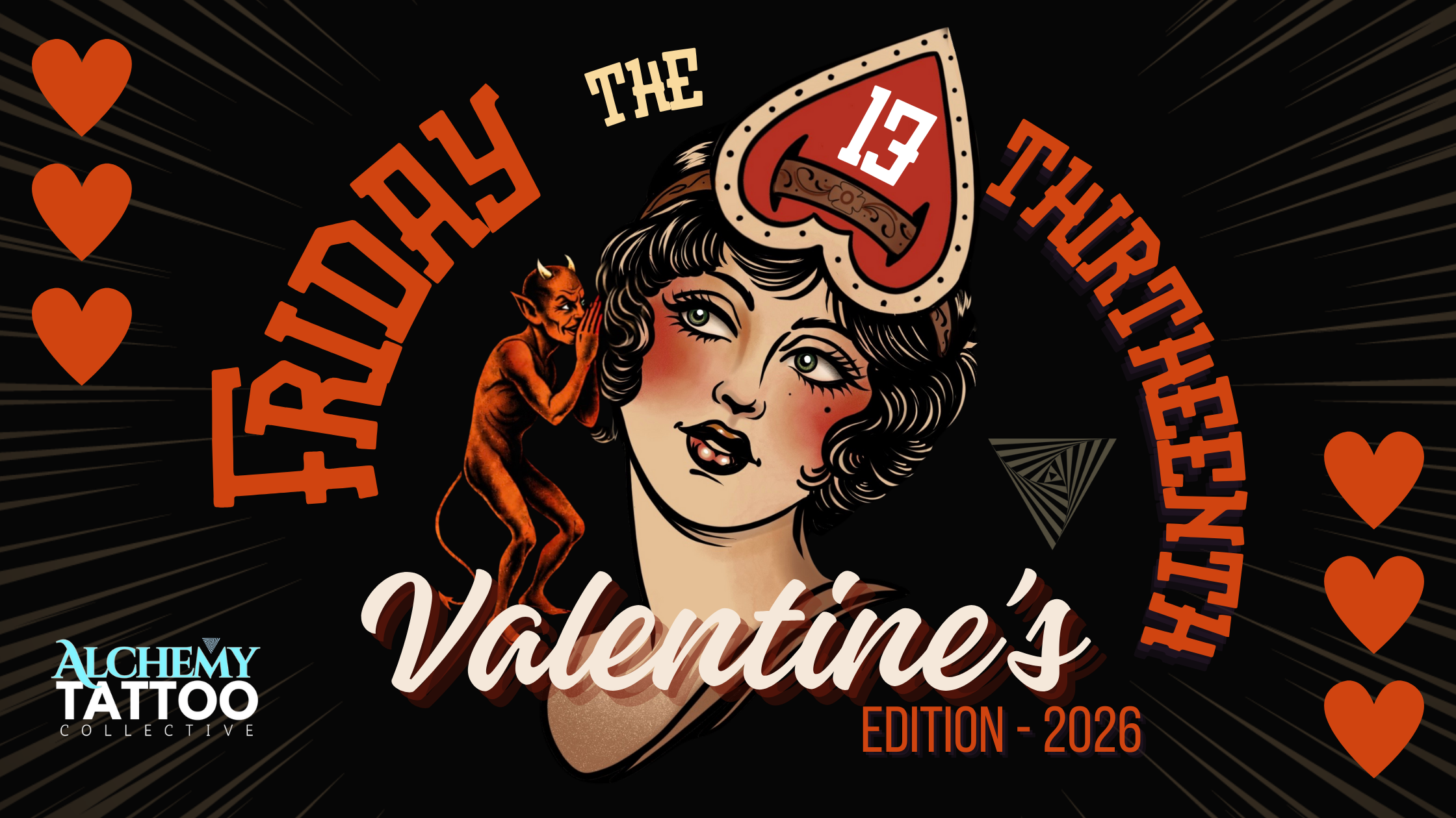 Friday the 13th Valentine Edition tattoo flash artwork at Alchemy Tattoo Collective in St. Louis