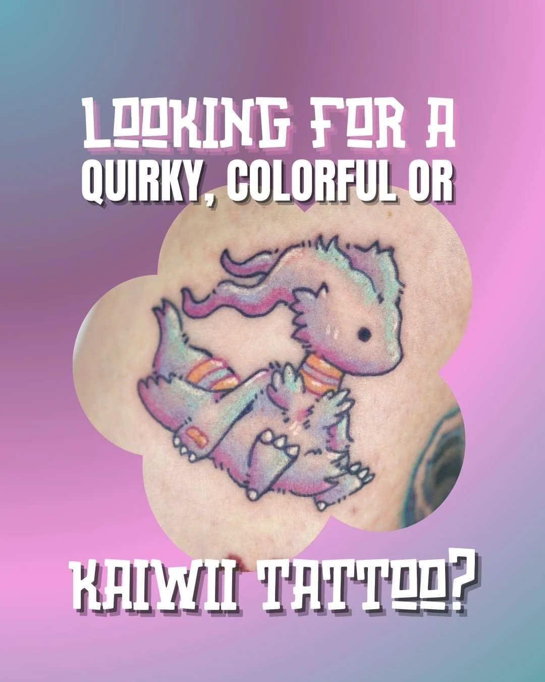 Looking for a quirky, colorful, or kawaii tattoo? Meet Andy!! @shizo.tt our newest artist at Central West End!⁠
⁠
They specialize in playful designs, pet portraits, and tattoos that help you love your skin even more. From geeky inspirations to meanin
