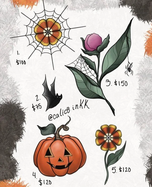 NEW flash available from our NEW artist @calico.inkk 💕⁠
Which one of these designs do you vibe with the most?👀⁠
⁠
#tattoos #tattooshop #tattooartist #flashtattoos #STL