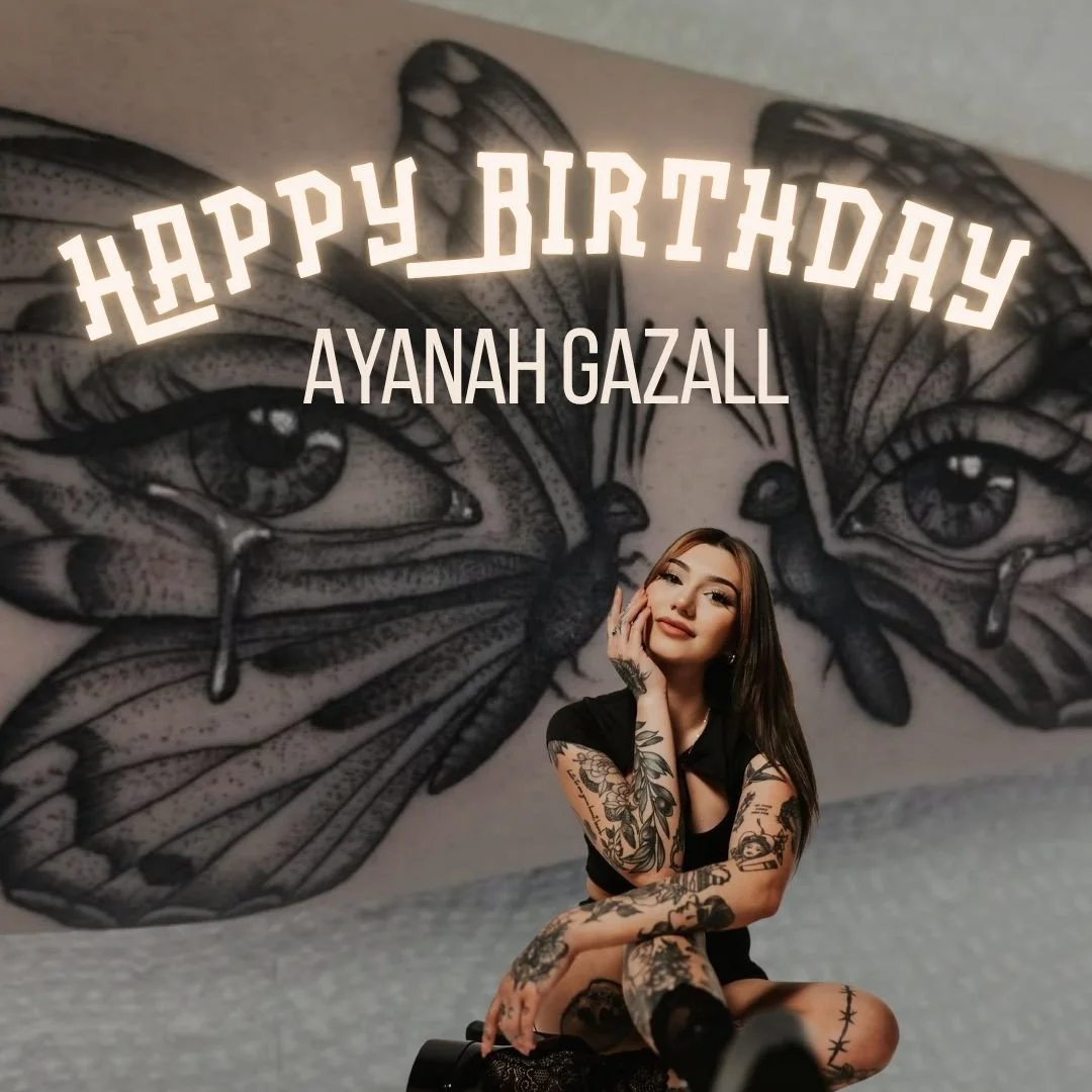 We are wishing @ayanahtattoos a very beautiful birthday 🖤⁠
⁠
Ayanah finds a way to make even the most delicate subjects look bad ass and tough. Primarily specializing in black and grey, she executes a variety of subjects with utmost skill. We will n