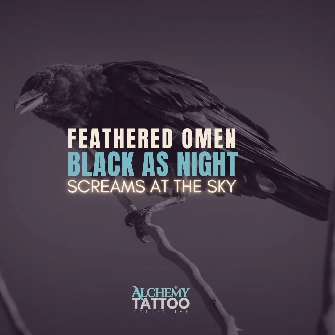 Crows see what others miss. They are often seen as messengers, tricksters, and keepers of the veil. They remind us that endings are only beginnings in disguise. ⁠
⁠
Credit⁠
1: @lordsoul666⁠
2: @diaboliquetattoos⁠
3: @taylortattoostl⁠
4: @damondemonin