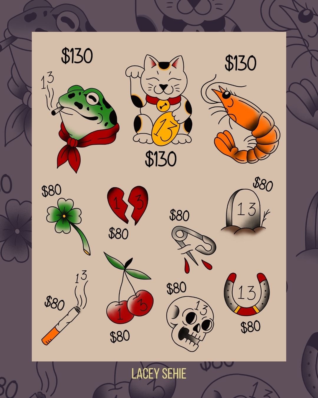 Friday the 13th tattoo flash by female st. louis tattoo artist 