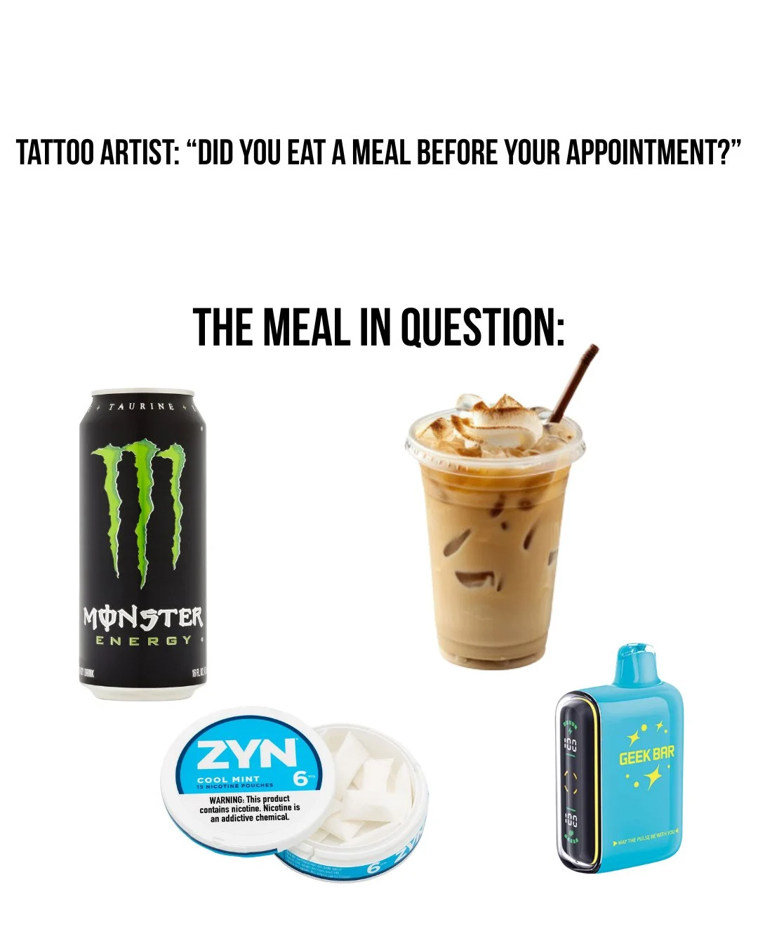 We know how it goes, but please remember to eat before your appointment! Food helps to prevent dizziness, lightheadedness, and fainting, which wouldn't be very fun for anyone!⁠
⁠
#alchemytattoocollective⁠
#tattooshop⁠
#stltattooshop⁠
#stlouis⁠
#tatto